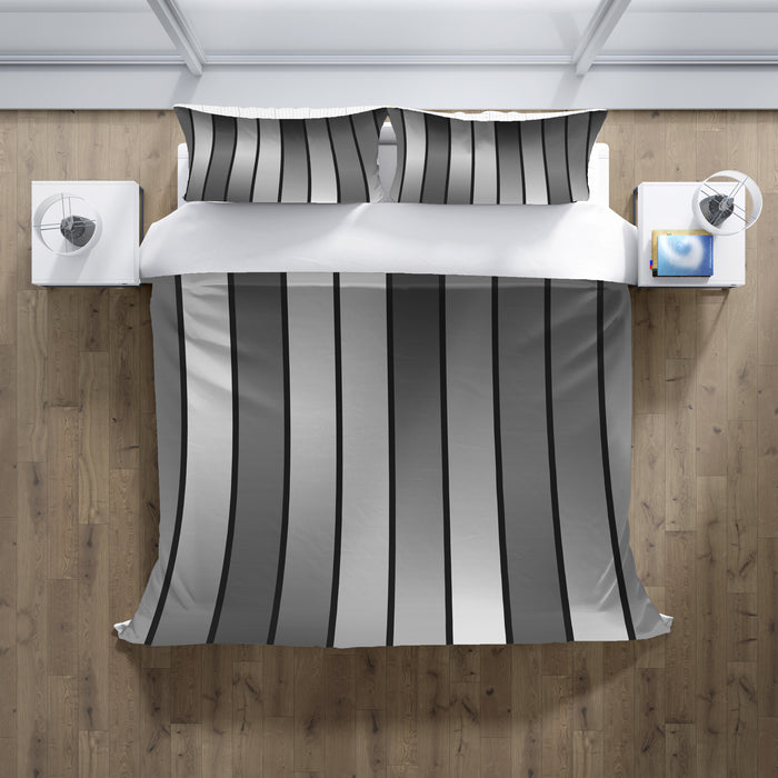 Gray Vertical Panel Stripe Pattern Duvet Cover