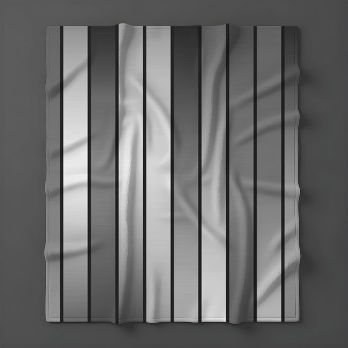 Gray Vertical Panel Stripe Pattern Fleece Sherpa Blanket