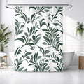 Green Botanical Leaf Pattern Shower Curtain