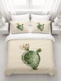 Green Desert Cactus Botanical Illustration Duvet Cover