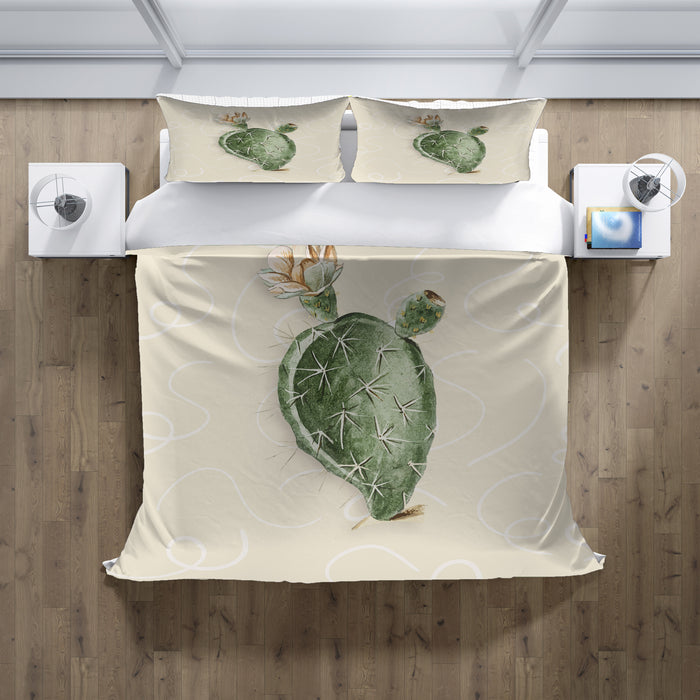 Green Desert Cactus Botanical Illustration Duvet Cover