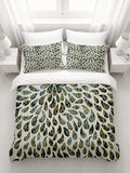 Green Feather Rain Drop Pattern Duvet Cover