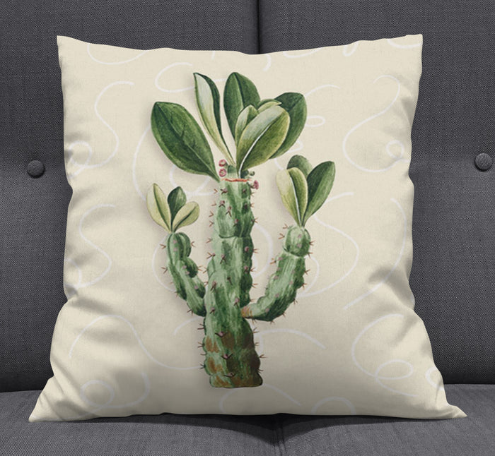 Green Succulent Plant Botanical Print Throw Pillow Cover