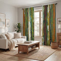 Green Vertical Abstract Texture Pattern Window Curtains