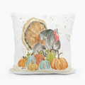 Haley Turkey with Pumpkins Square Pillow