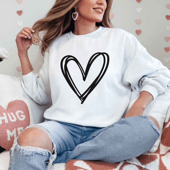 Hand Drawn Heart Valentine's Day Graphic Sweatshirt - Trendznmore