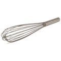 A silver French whisk with a sealed handle and thick wire.