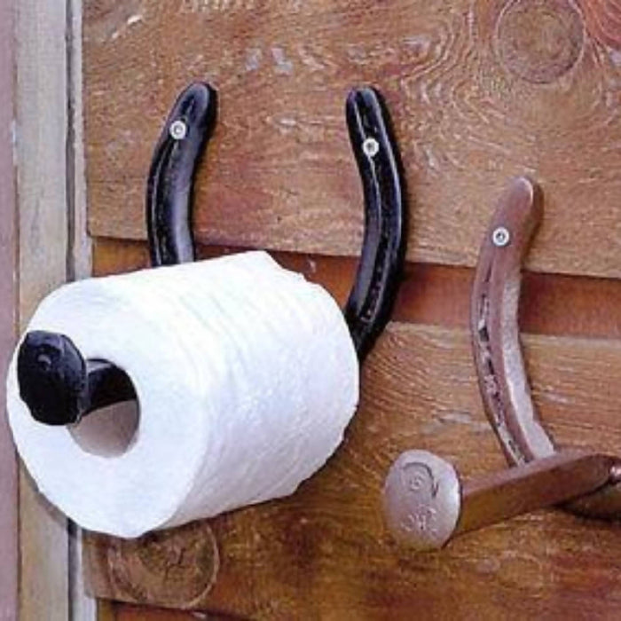 Horseshoe and Railroad Spike Toilet Paper Holder