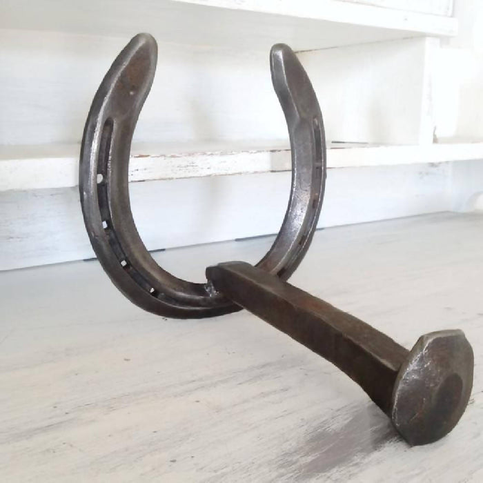 Horseshoe and Railroad Spike Toilet Paper Holder