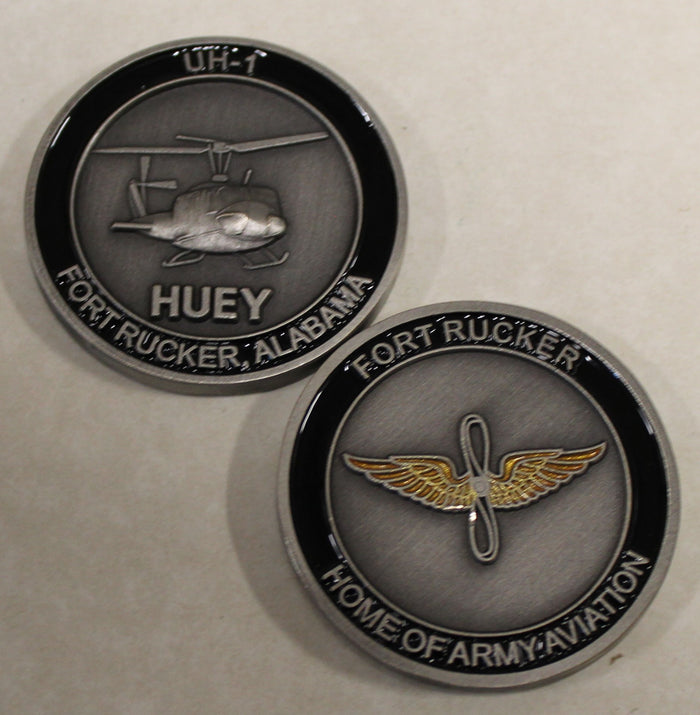 Huey Helicopter UH-1 Fort Rucker Army Challenge Coin