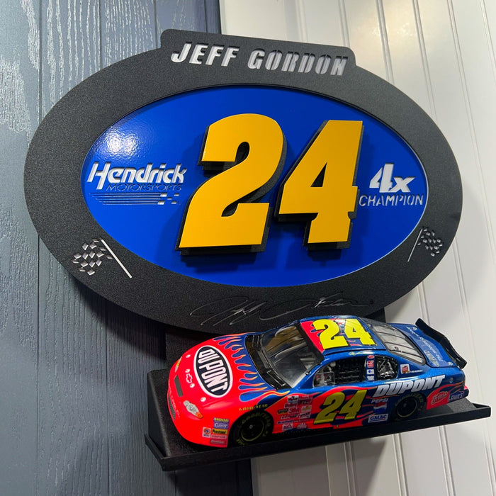 Jeff Gordon #24 Oval 3D Premier Metal Diecast Display