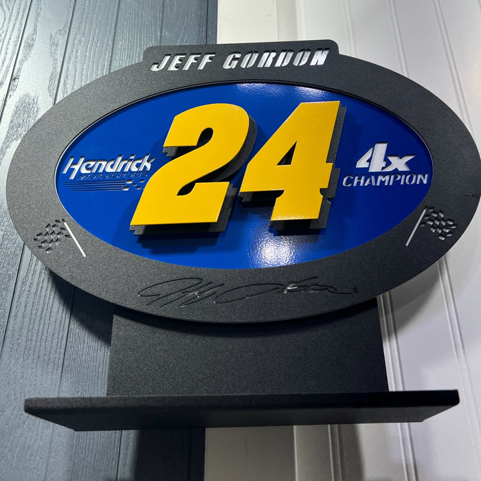 Jeff Gordon #24 Oval 3D Premier Metal Diecast Display