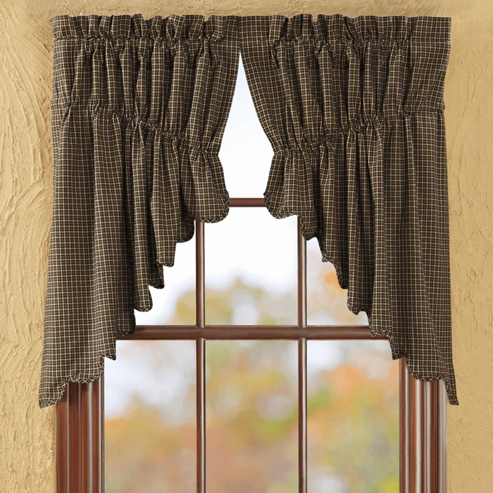 Kettle Grove Scalloped Lined Prairie Swag Curtains - Primitive Star Quilt Shop