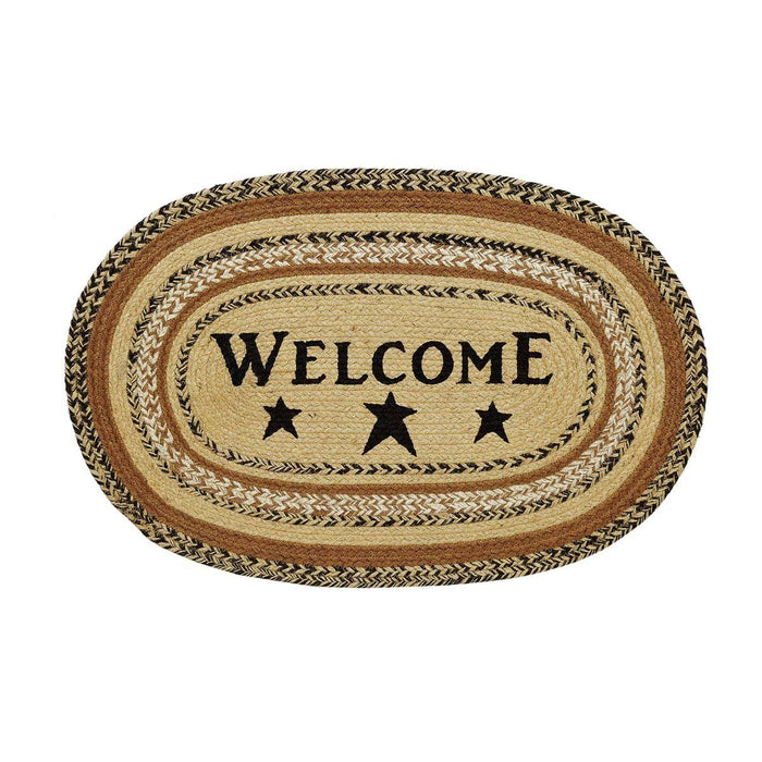 Kettle Grove "Welcome" Oval Braided Rug 20x30" - Primitive Star Quilt Shop
