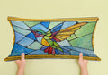 Kristies Stained Glass Hummingbird Lumbar Pillow  14x20
