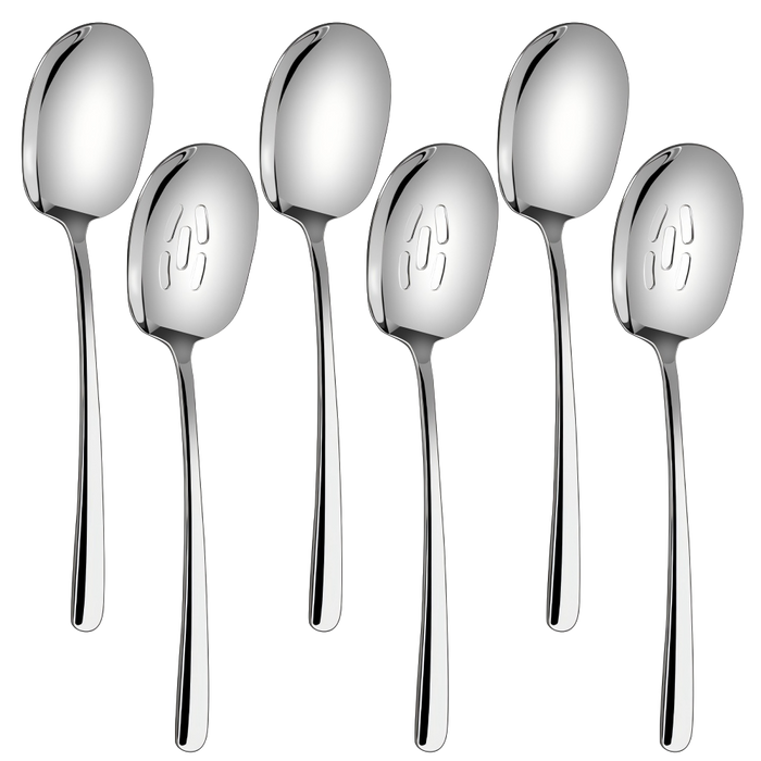Large Serving Spoons Set of 12 - Stainless Steel Buffet Spoons 12 Inch