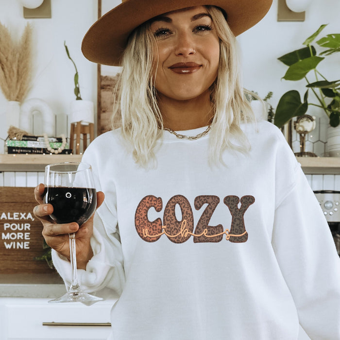 Leopard Cozy Vibes Crewneck Sweatshirt - Trendznmore