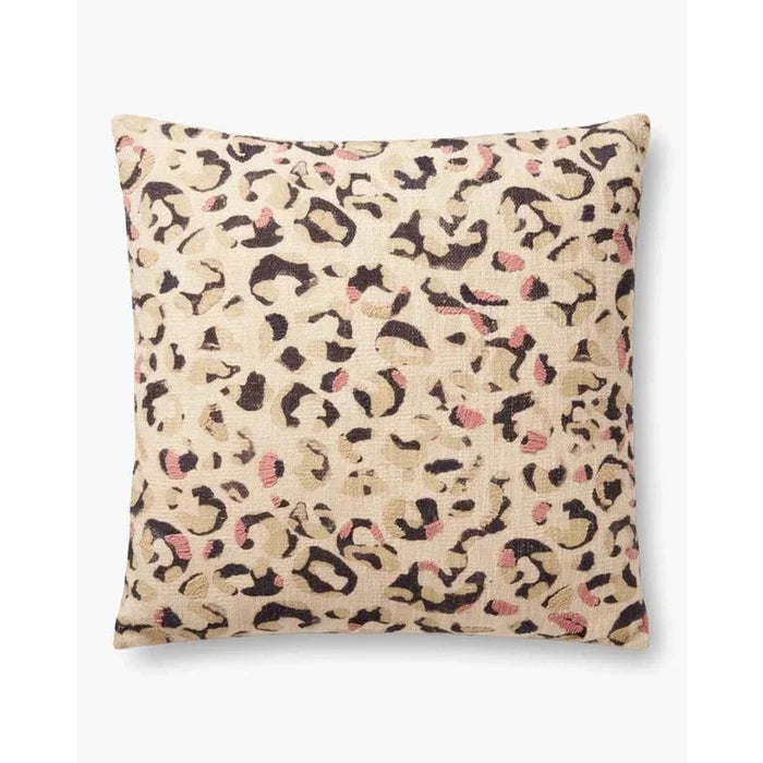 Leopard Spot Ivory Pink Cotton Pillow - Rugs by Roo