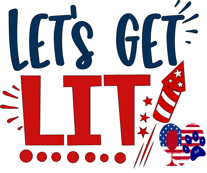 Let’s Get Lit – Bling Glitter Glass Wine Glasses (4th of July Collection)