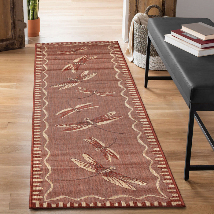 Liora Manne Carmel Dragonfly Indoor Outdoor Area Rug Chili