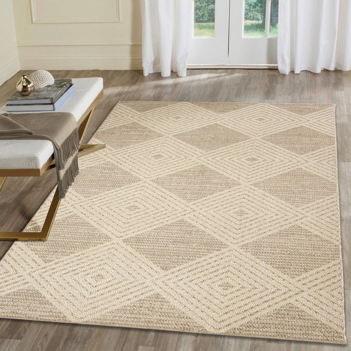Liora Manne Dunes Modern Diamond Indoor Outdoor Area Rug Sand