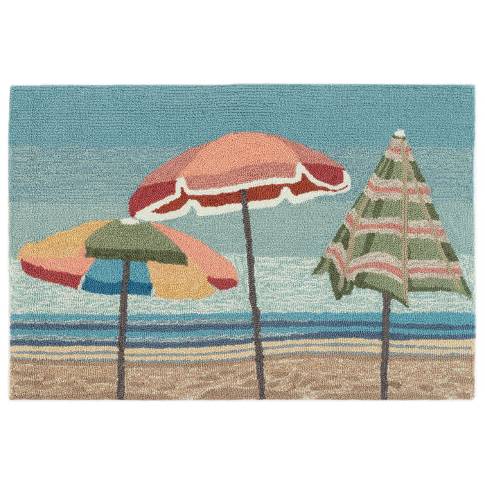 Liora Manne Frontporch Beach Umbrellas Indoor Outdoor Area Rug Aqua