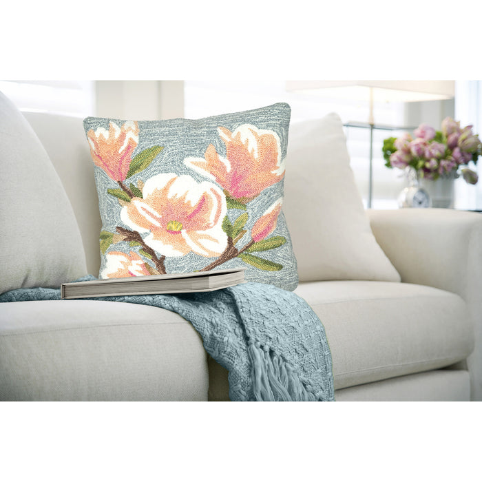 Liora Manne Frontporch Magnolia Indoor Outdoor Pillow Chambray
