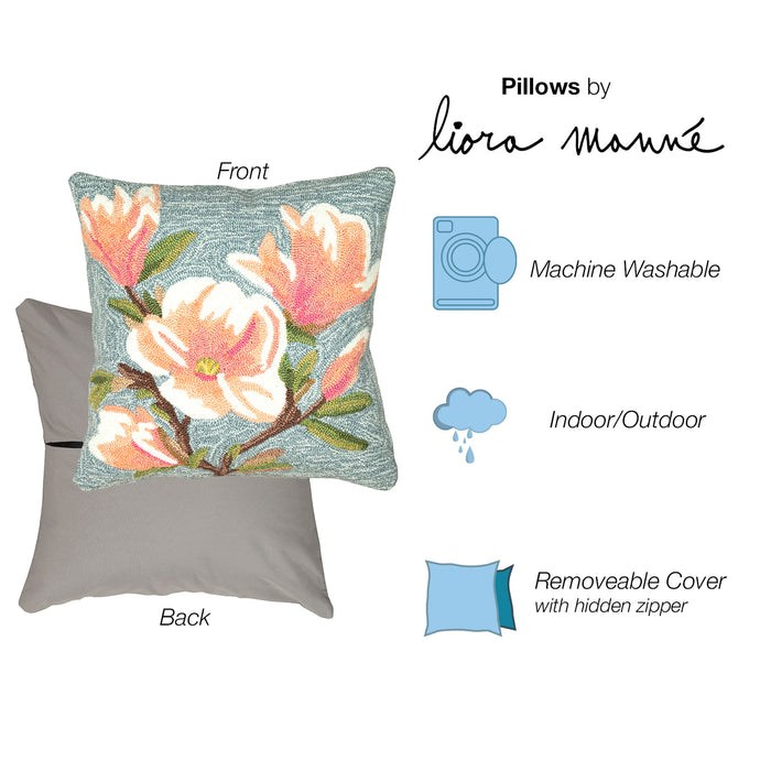 Liora Manne Frontporch Magnolia Indoor Outdoor Pillow Chambray