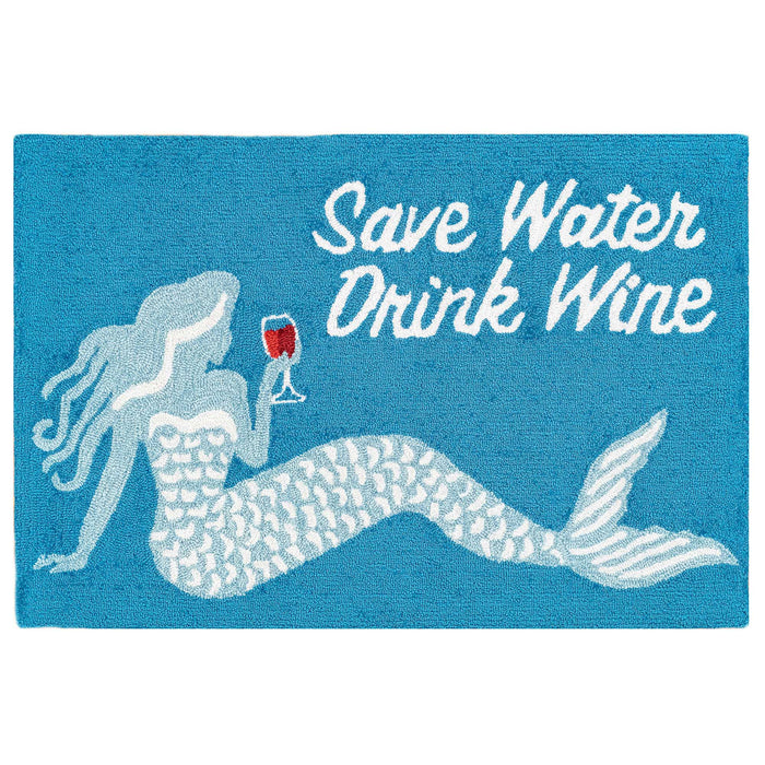 Liora Manne Frontporch Save Water Drink Wine Indoor Outdoor Area Rug Ocean