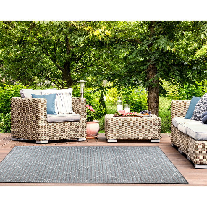 Liora Manne Malibu Checker Diamond Indoor Outdoor Area Rug Aqua