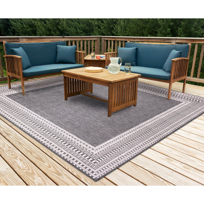 Liora Manne Malibu Etched Border Indoor Outdoor Area Rug Charcoal
