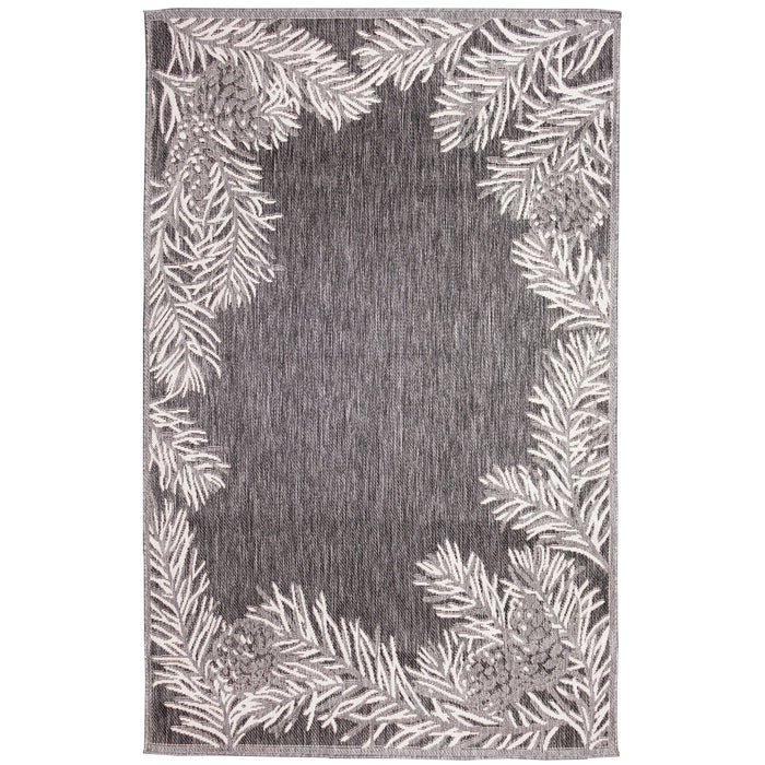 Liora Manne Malibu Pine Border Indoor Outdoor Area Rug Charcoal