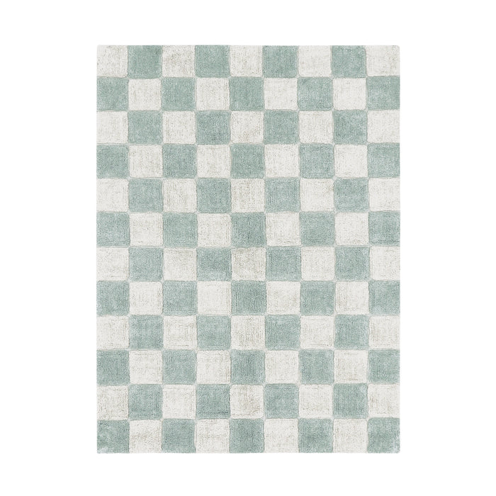 Little Chefs Kitchen Tiles Blue Sage Washable Rug - Rugs by Roo