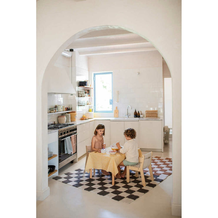 Little Chefs Kitchen Tiles Dark Grey Washable Rug - Rugs by Roo