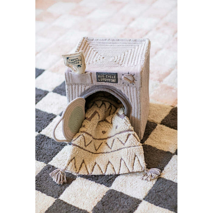 Little Chefs Kitchen Tiles Dark Grey Washable Rug - Rugs by Roo