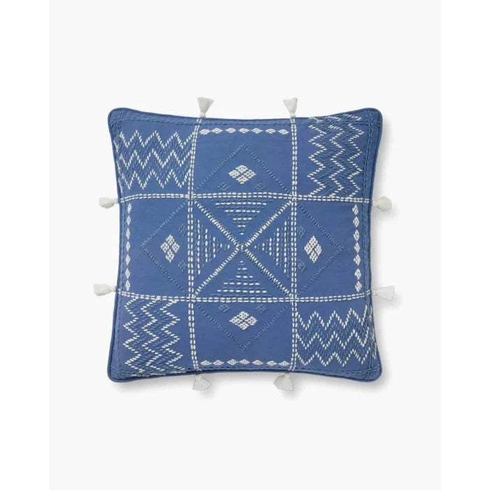 Loloi Blue Ivory Cotton Pillow - Rugs by Roo