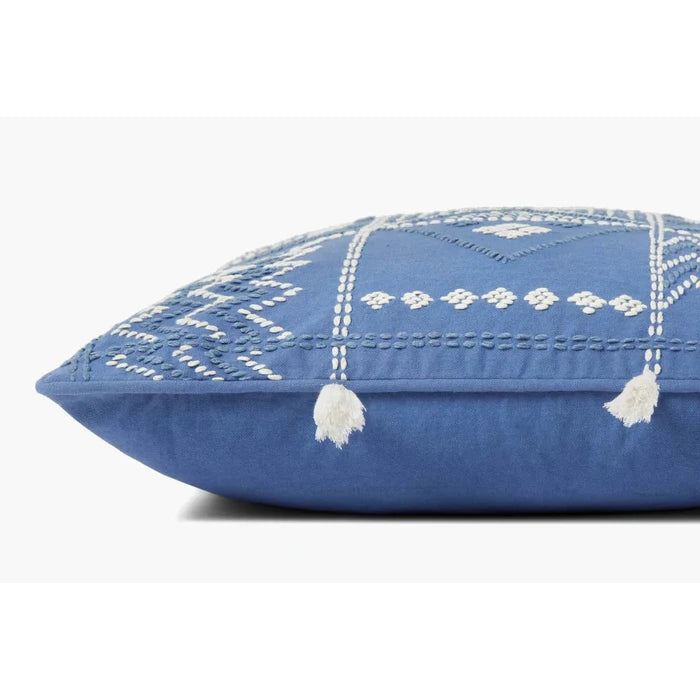 Loloi Blue Ivory Cotton Pillow - Rugs by Roo