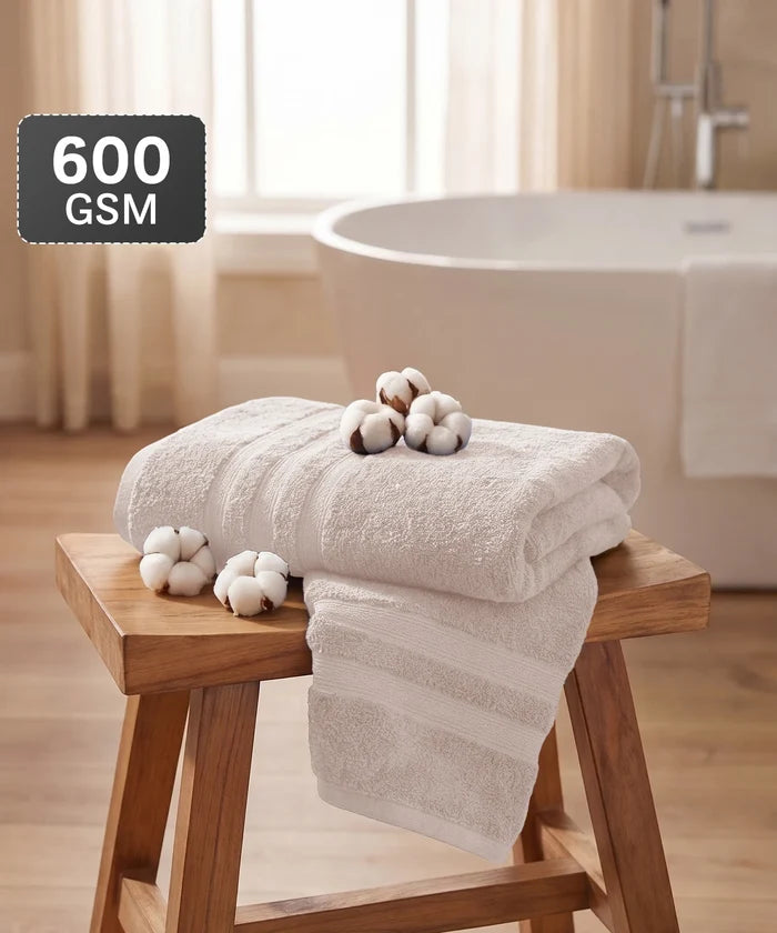 Luxe Home Supima Cotton Bath Towel, Dark Sand| 600 GSM | 100% Supima Cotton