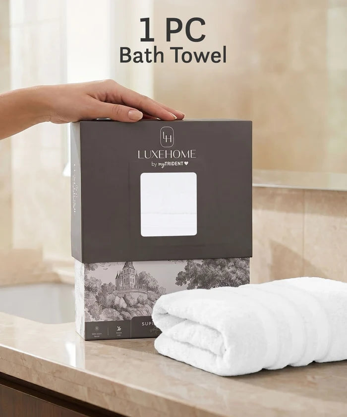 Luxehome Supima Cotton Bath Towel, White| 600 GSM | 100% Supima Cotton