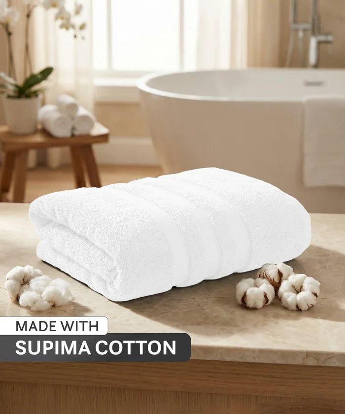 Luxehome Supima Cotton Bath Towel, White| 600 GSM | 100% Supima Cotton