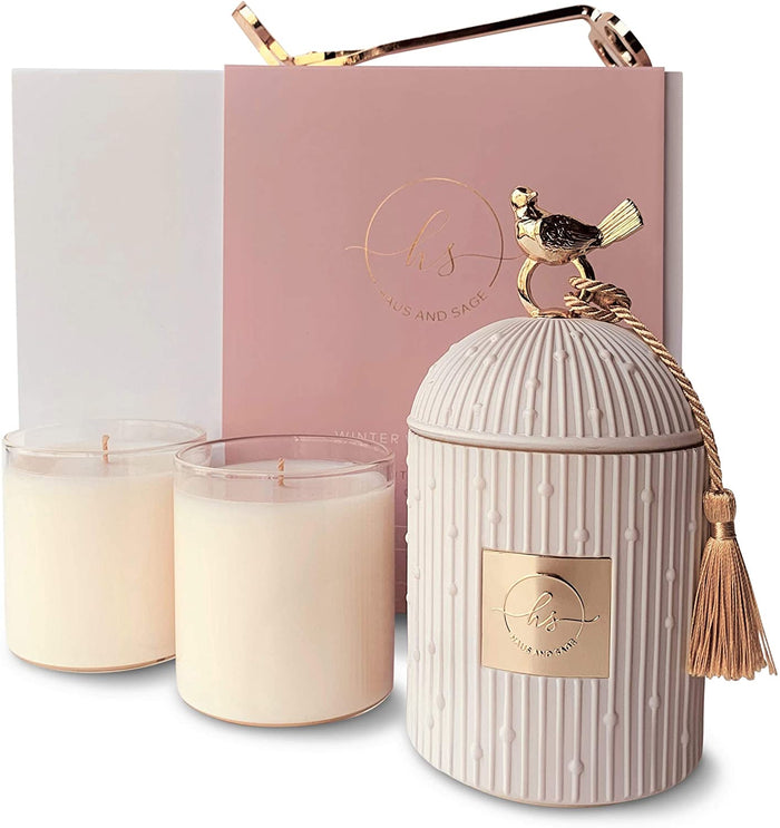 Luxury 4 Piece Candle Set with Soy Candles Refills