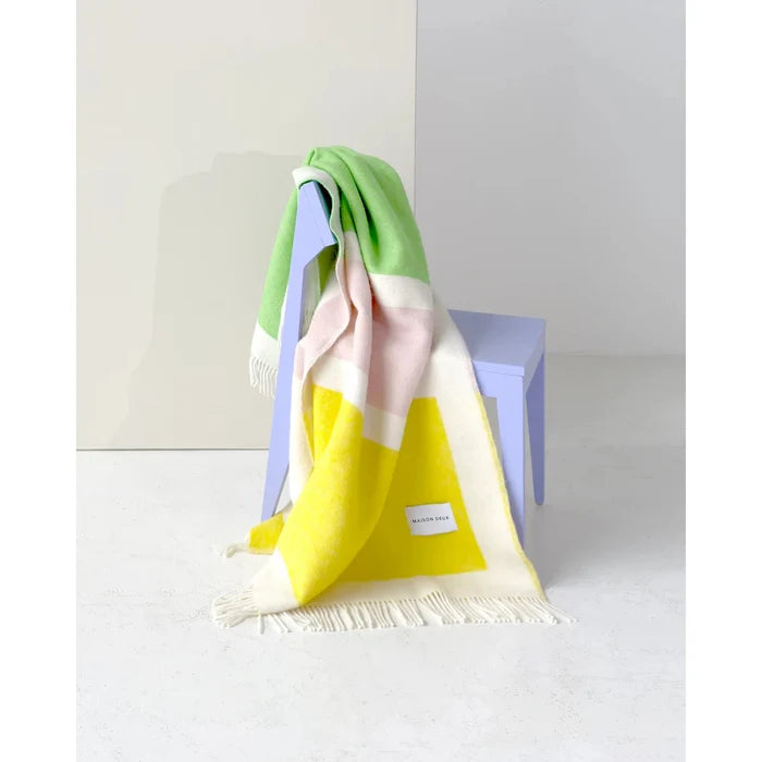 Maison Deux Color Block 2 Yellow Lilac Blanket - Rugs by Roo
