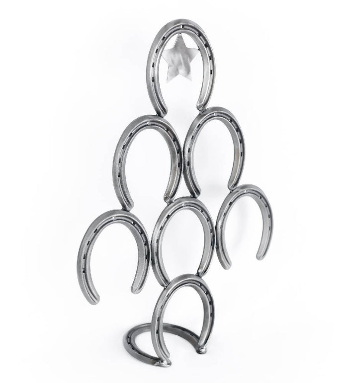 Mini Rustic Horseshoe Christmas Tree with Star and Ornaments - Downward