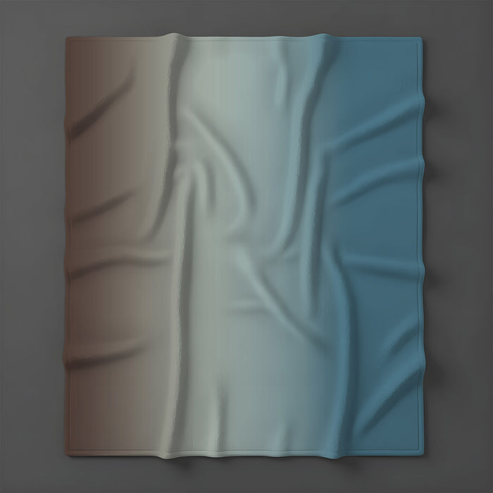 Minimalist Gradient Brown to Teal Fade Fleece Sherpa Blanket