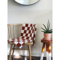 Monochrome Checkered Rust and White Throw Blanket - Rugs by Roo