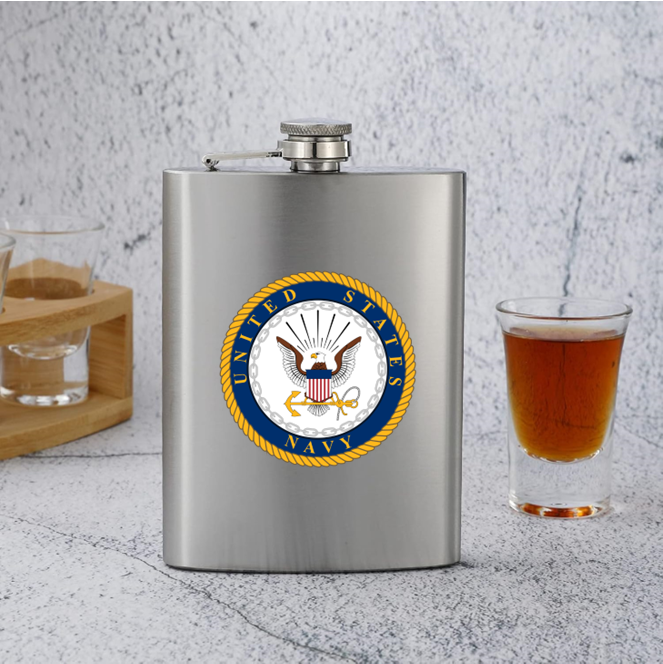 🍾💋✨ Navy Flask — 8 oz Stainless Steel (Includes Funnel)