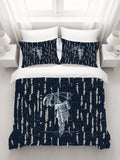 Navy Rainfall Umbrella Illustration Pattern Duvet Cover