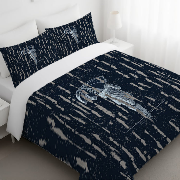 Navy Rainfall Umbrella Illustration Pattern Duvet Cover