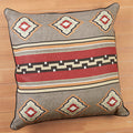 New Moon Woven Linen Accent Pillow, Charcoal and Red