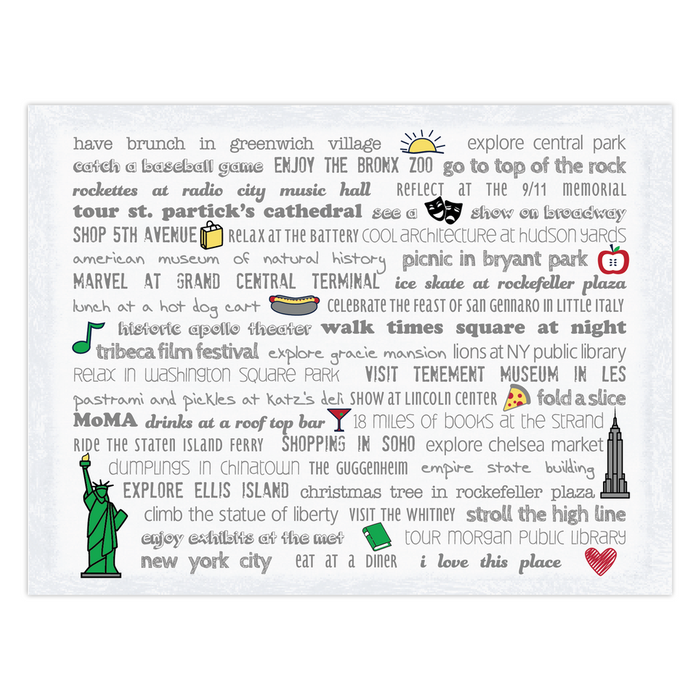 Notecards - Set of 10 New York City Bucket List
